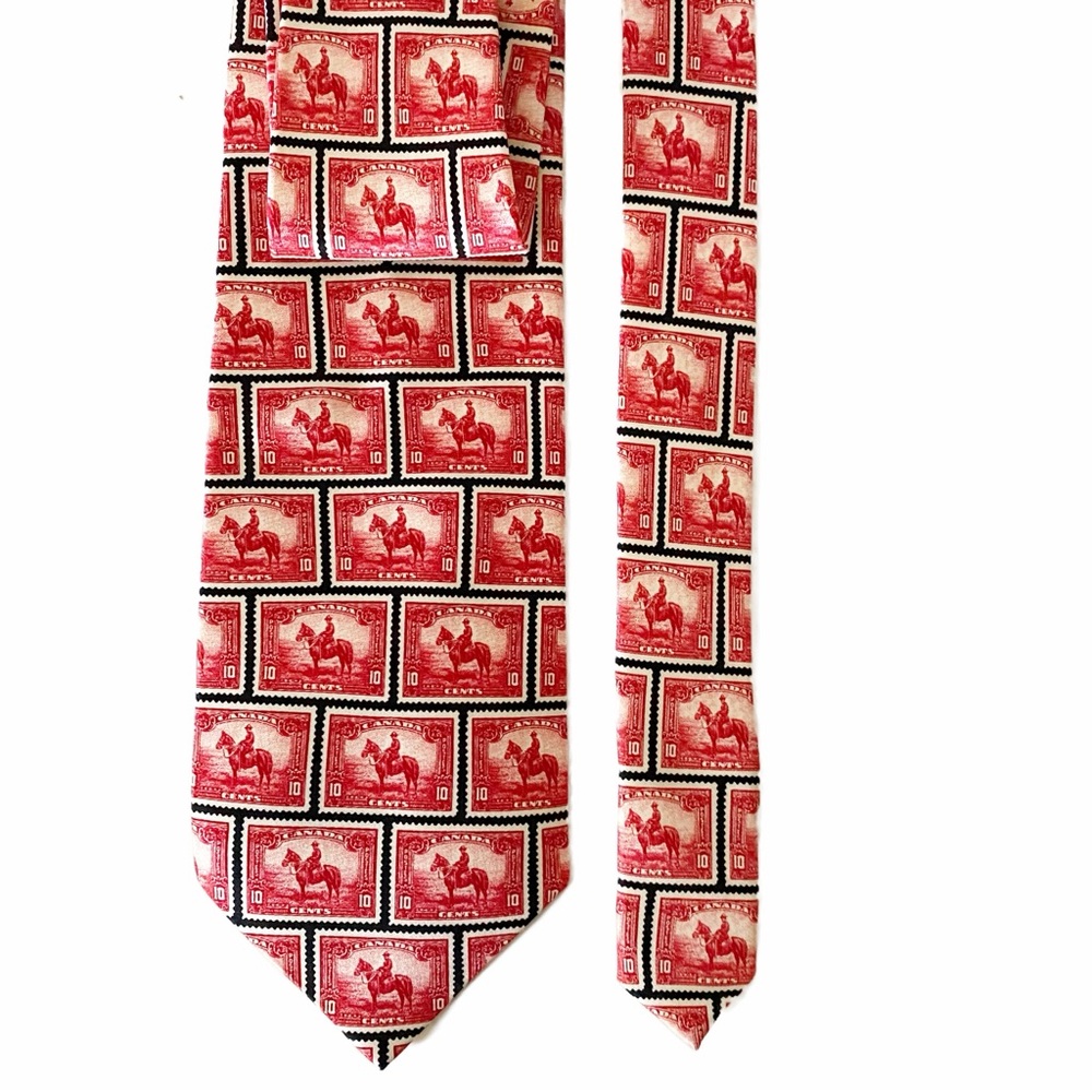 Mounted Police Museum Artifacts Tie, Vintage 1935 Postage Stamp Royal Canadian